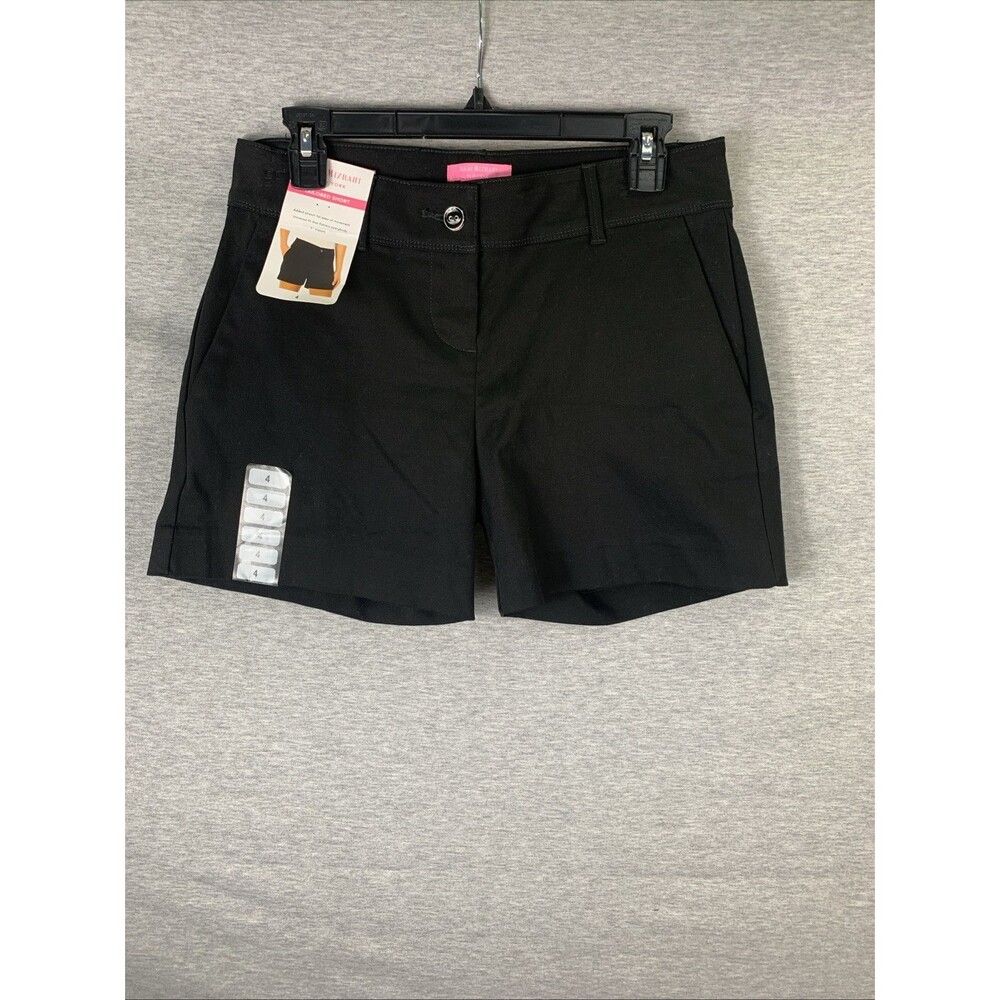 NWT ISAAC MIZRAHI New York Dress Shorts Black Tailored Flat Front Size 4 Womens